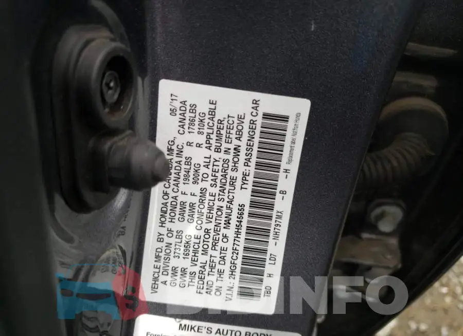 2HGFC2F77HH545655 Photo# 12