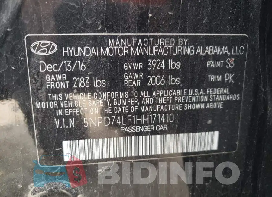 5NPD74LF1HH171410 Photo# 12