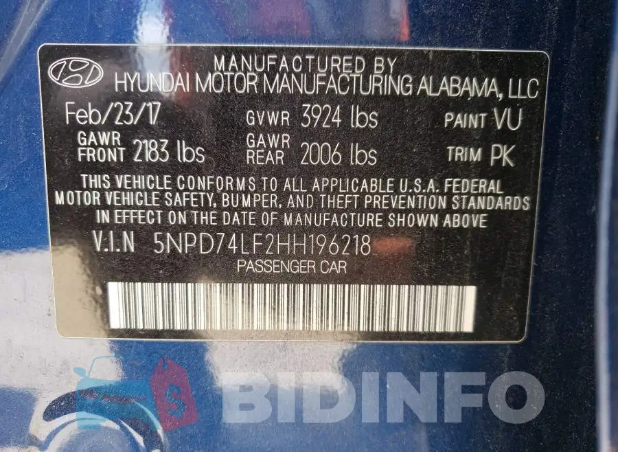 5NPD74LF2HH196218 Photo# 10