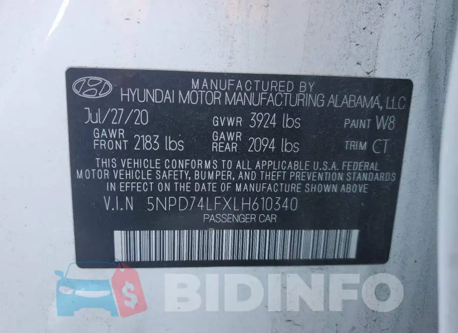 5NPD74LFXLH610340 Photo# 12