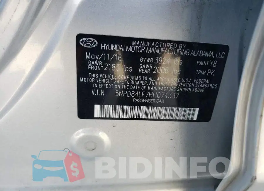 5NPD84LF7HH074337 Photo# 12