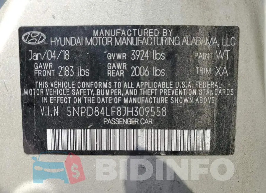5NPD84LF8JH309558 Photo# 13