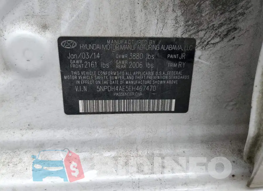 5NPDH4AE5EH467470 Photo# 12