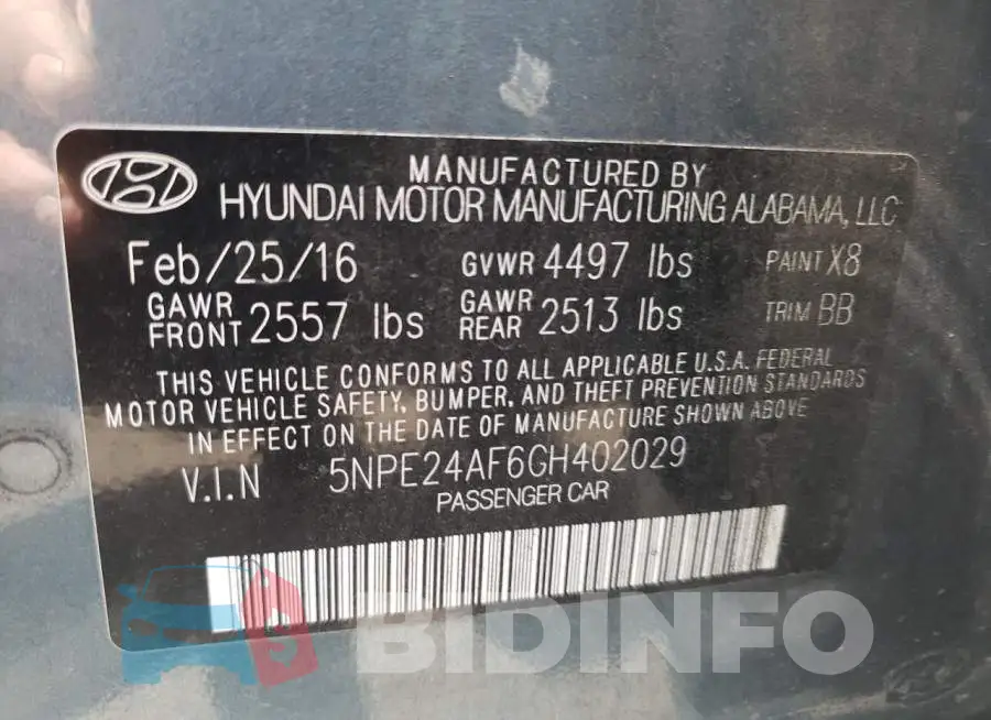 5NPE24AF6GH402029 Photo# 12