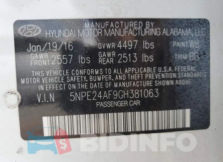 5NPE24AF9GH381063 Photo# 12