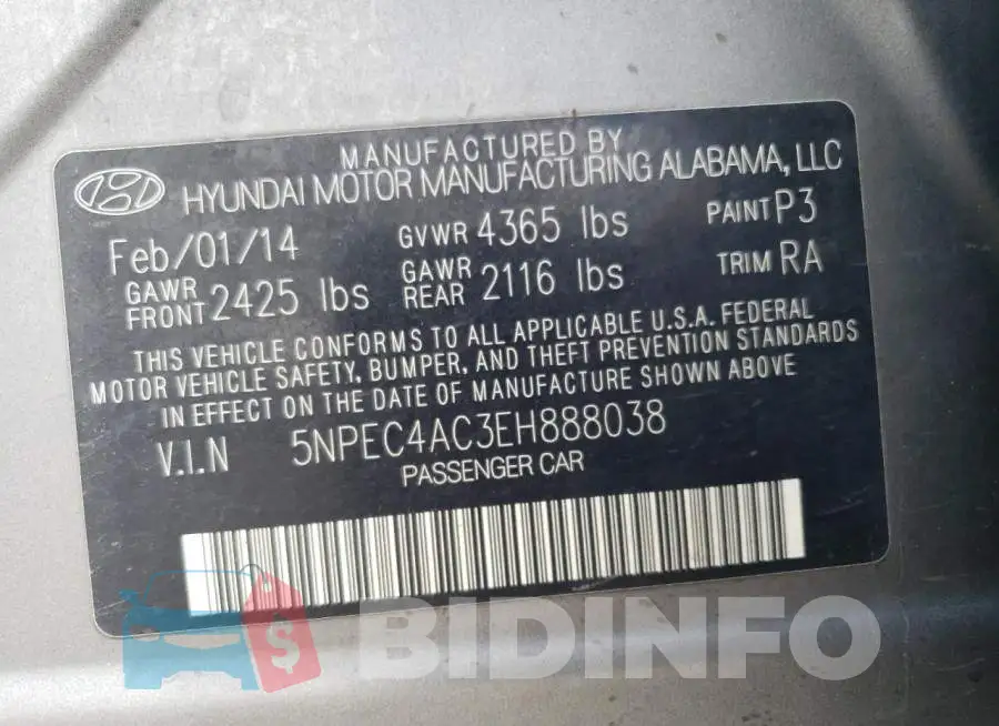 5NPEC4AC3EH888038 Photo# 12