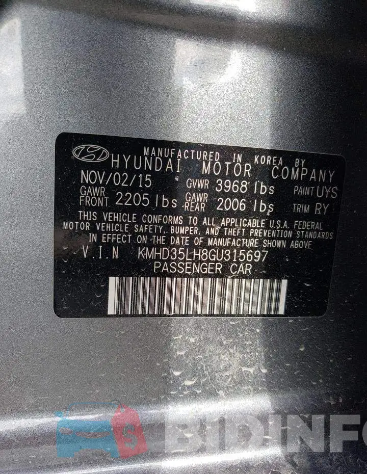 KMHD35LH8GU315697 Photo# 13
