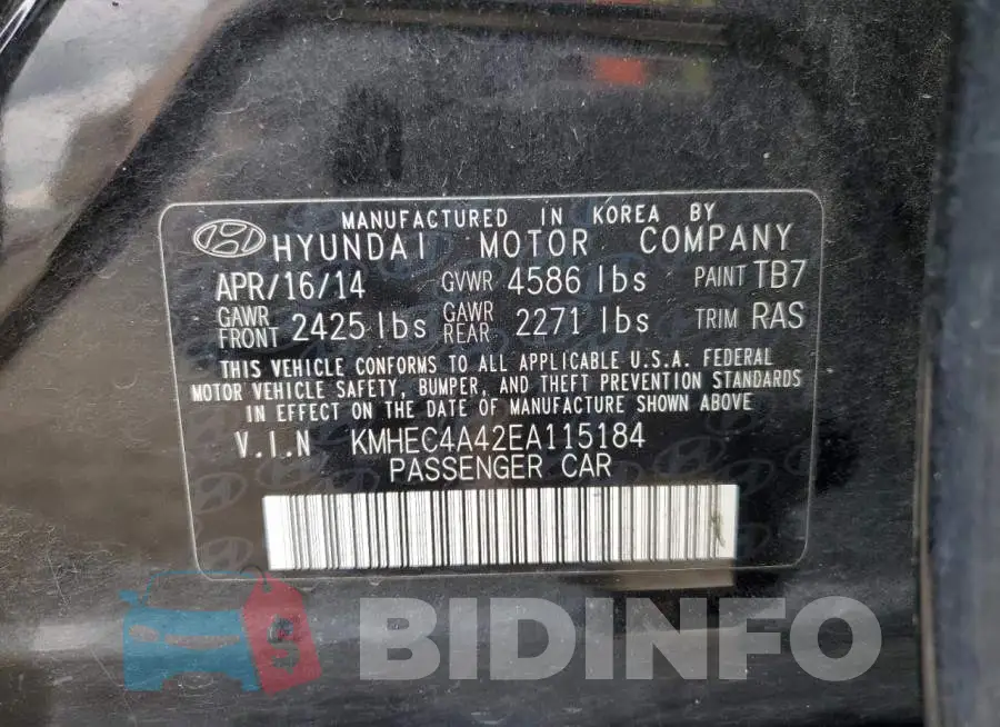 KMHEC4A42EA115184 Photo# 12