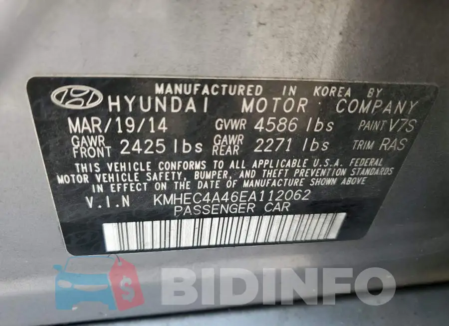 KMHEC4A46EA112062 Photo# 12