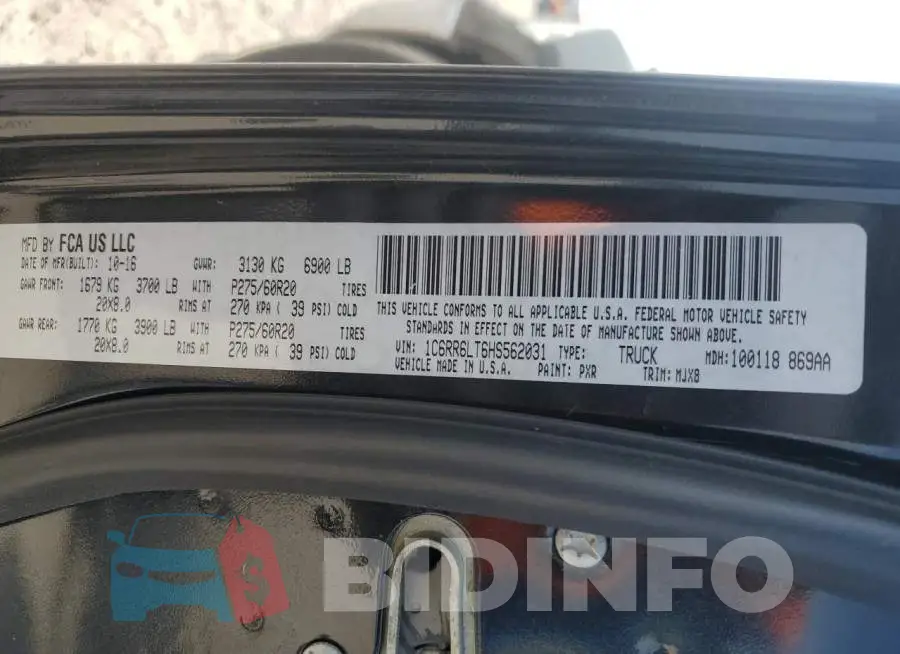 1C6RR6LT6HS562031 Photo# 12