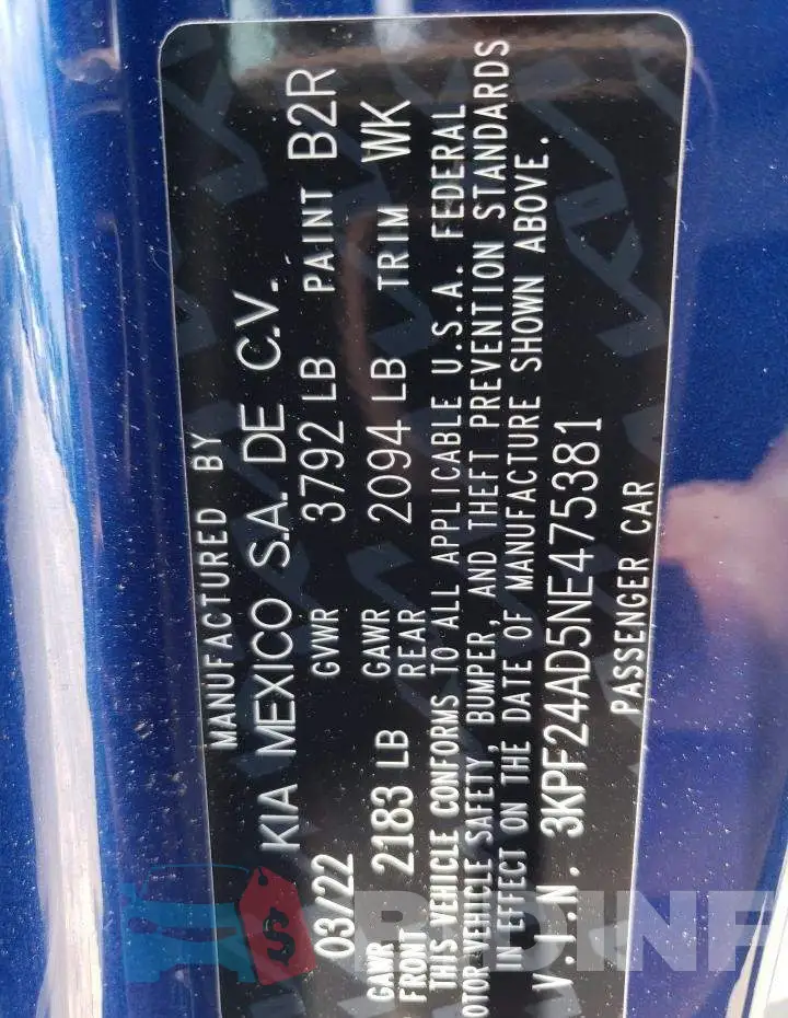 3KPF24AD5NE475381 Photo# 12