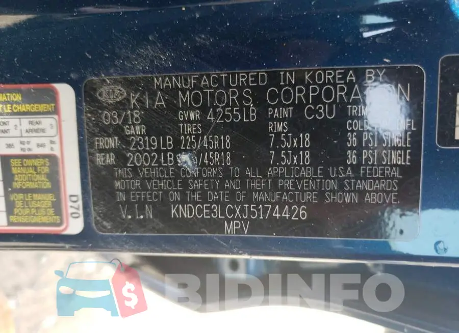 KNDCE3LCXJ5174426 Photo# 13