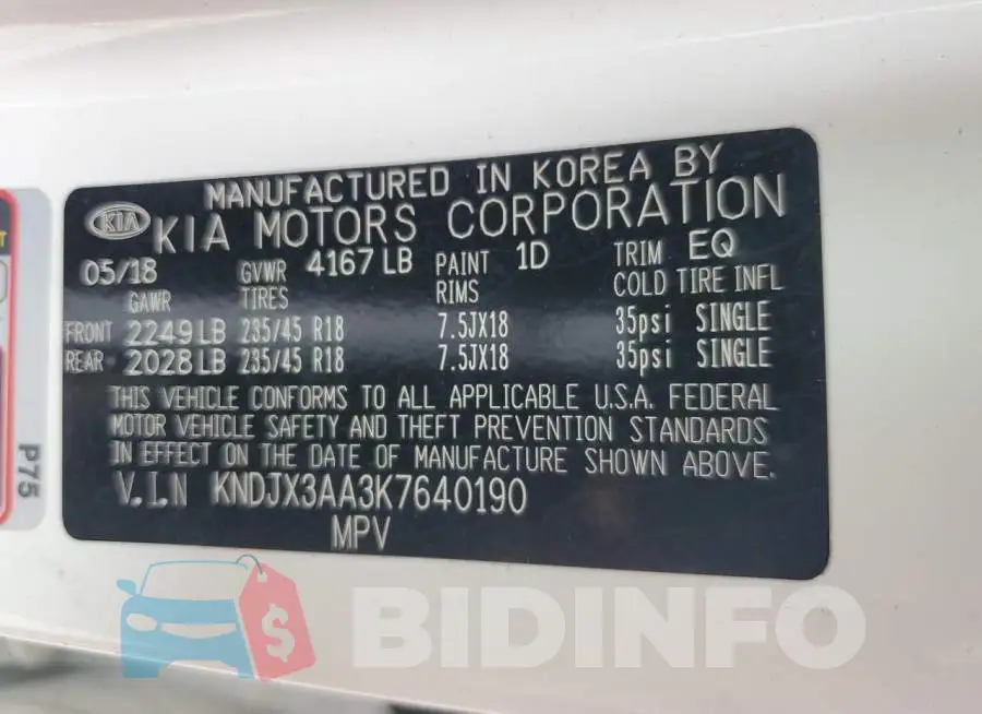 KNDJX3AA3K7640190 Photo# 13