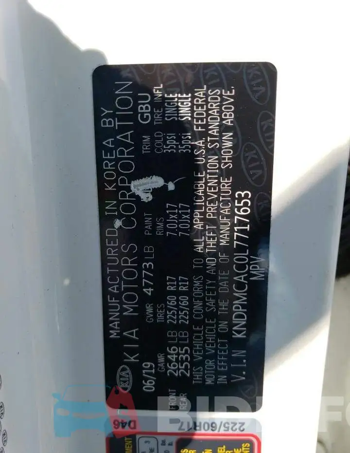 KNDPMCAC0L7717653 Photo# 13