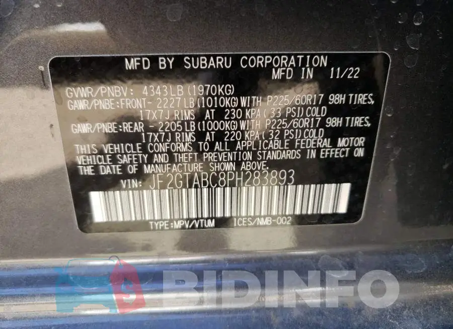 JF2GTABC8PH283893 Photo# 13