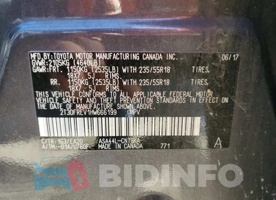 2T3DFREV1HW666199 Photo# 12