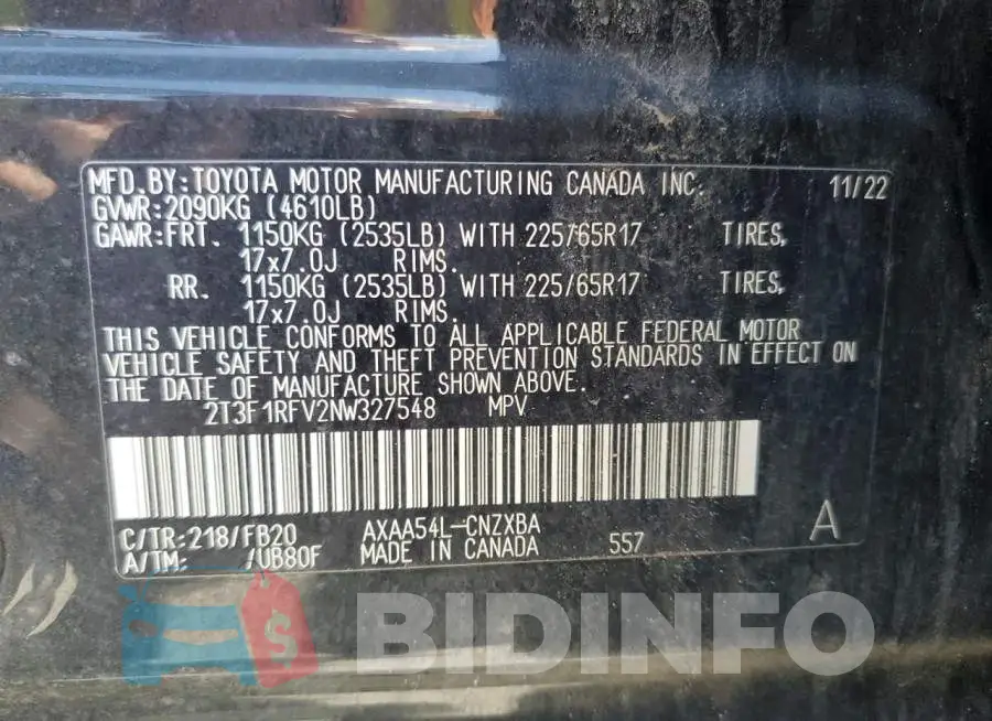 2T3F1RFV2NW327548 Photo# 14