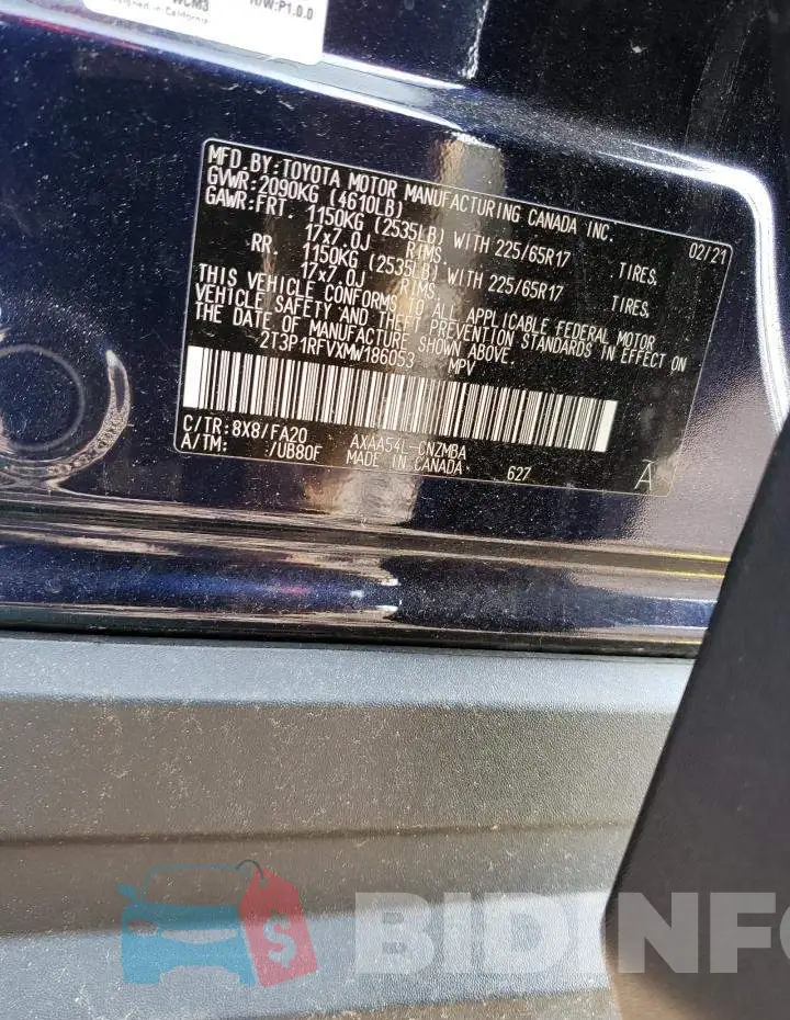 2T3P1RFVXMW186053 Photo# 14