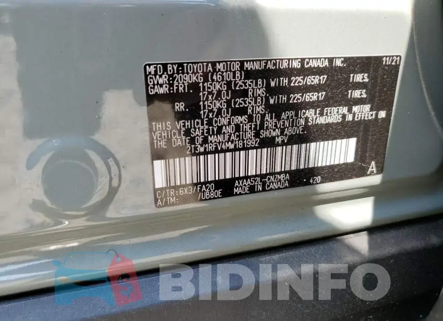 2T3W1RFV4MW181992 Photo# 13