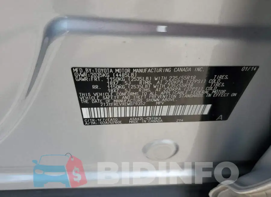 2T3YFREVXEW079352 Photo# 13