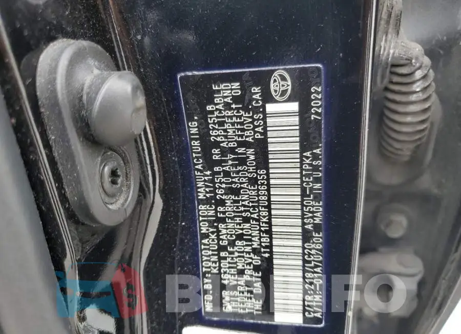 4T1BF1FK8FU896356 Photo# 12
