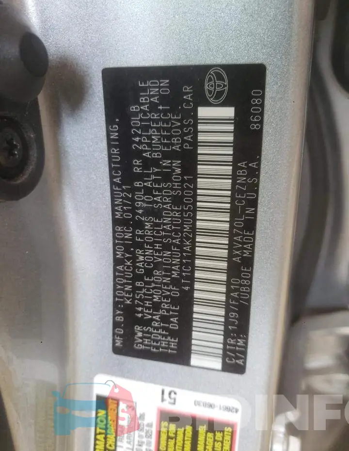 4T1C11AK2MU550021 Photo# 13
