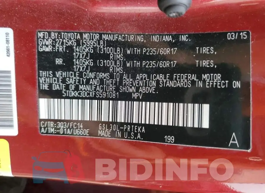5TDKK3DCXFS591081 Photo# 13