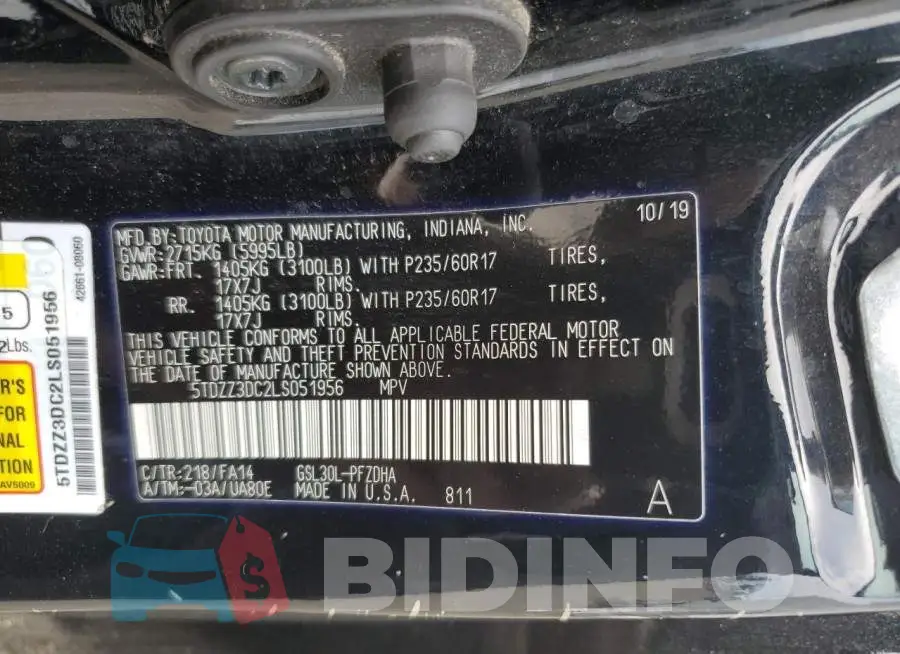 5TDZZ3DC2LS051956 Photo# 13