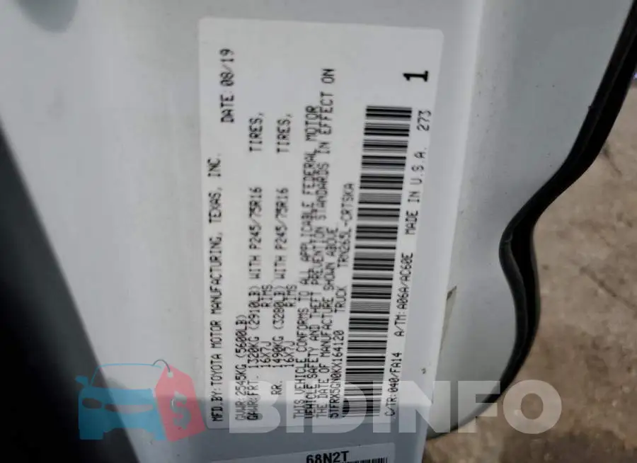 5TFRX5GN0KX164120 Photo# 12
