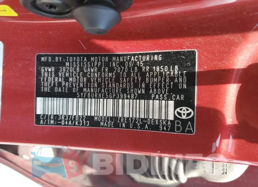 5YFBURHE5GP399487 Photo# 12