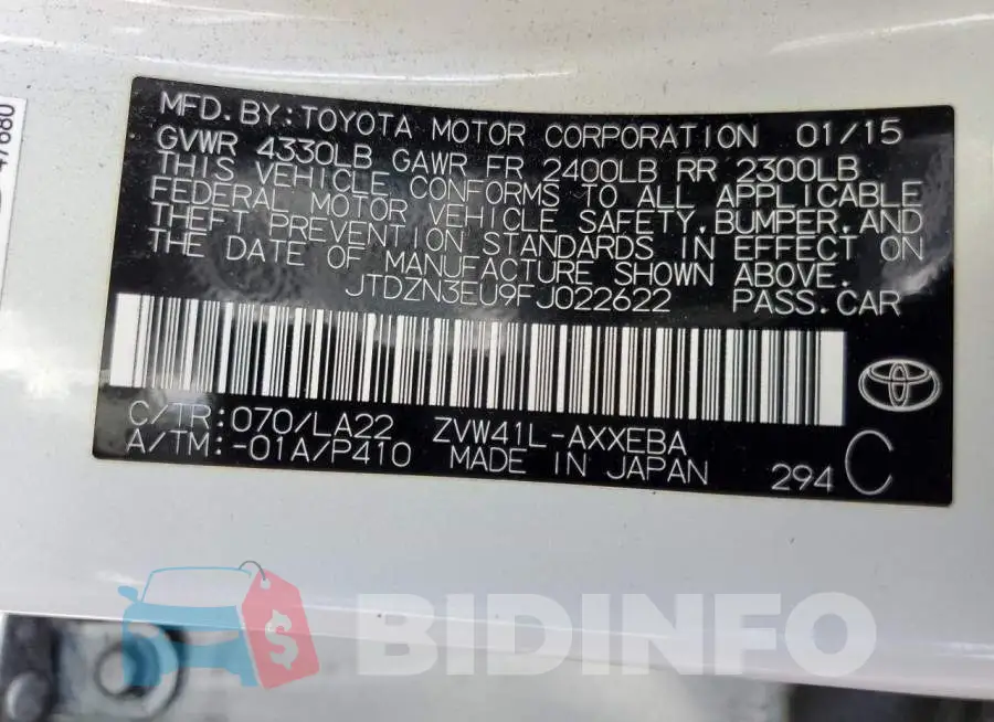 JTDZN3EU9FJ022622 Photo# 12
