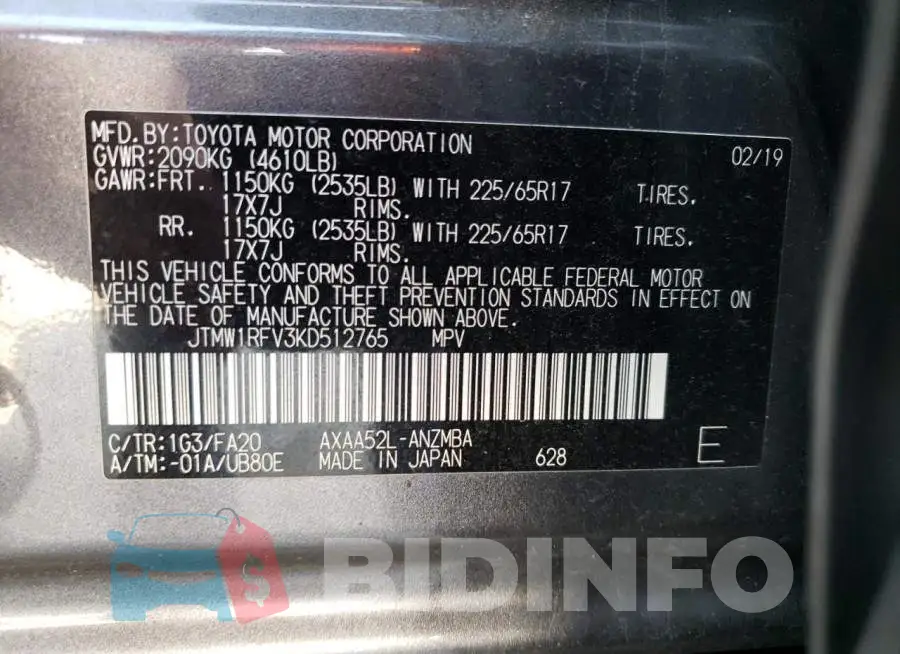 JTMW1RFV3KD512765 Photo# 10