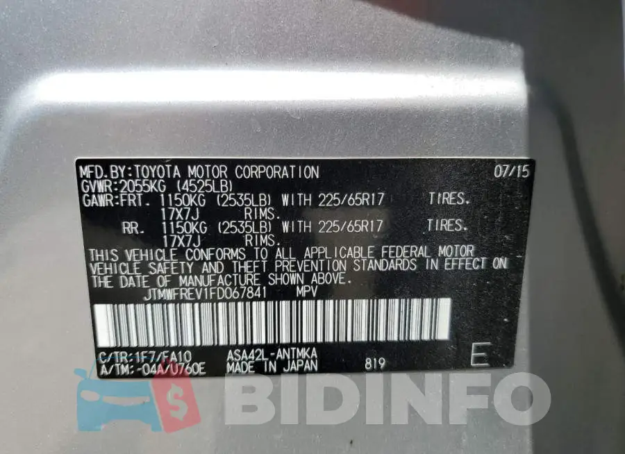 JTMWFREV1FD067841 Photo# 13