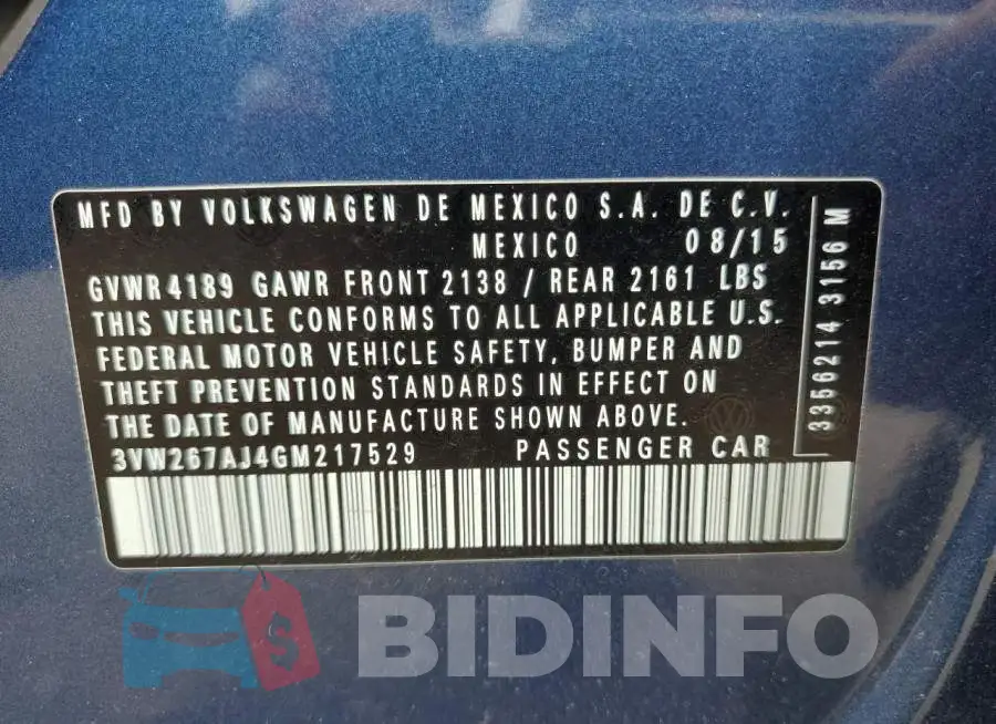 3VW267AJ4GM217529 Photo# 12