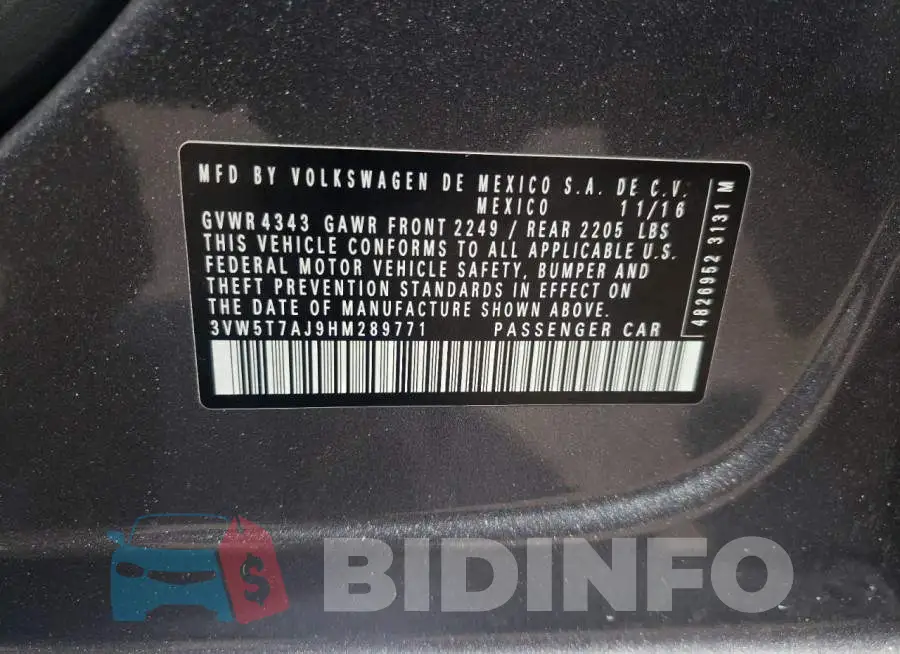 3VW5T7AJ9HM289771 Photo# 12