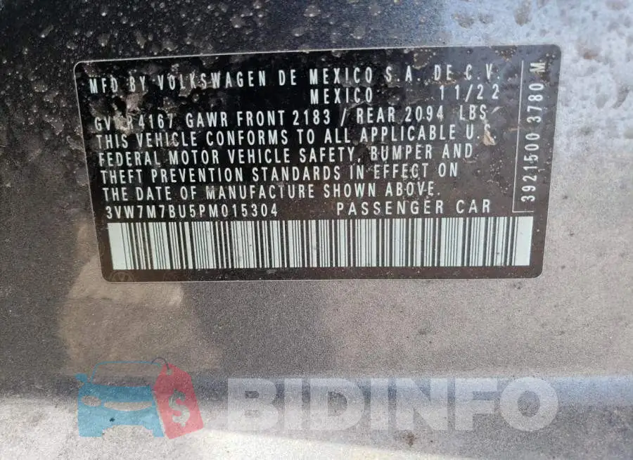 3VW7M7BU5PM015304 Photo# 12