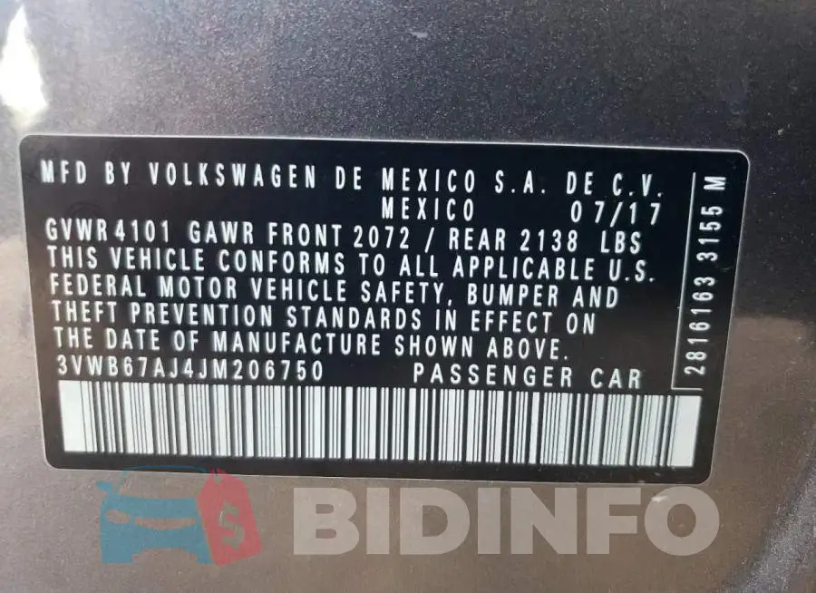 3VWB67AJ4JM206750 Photo# 12