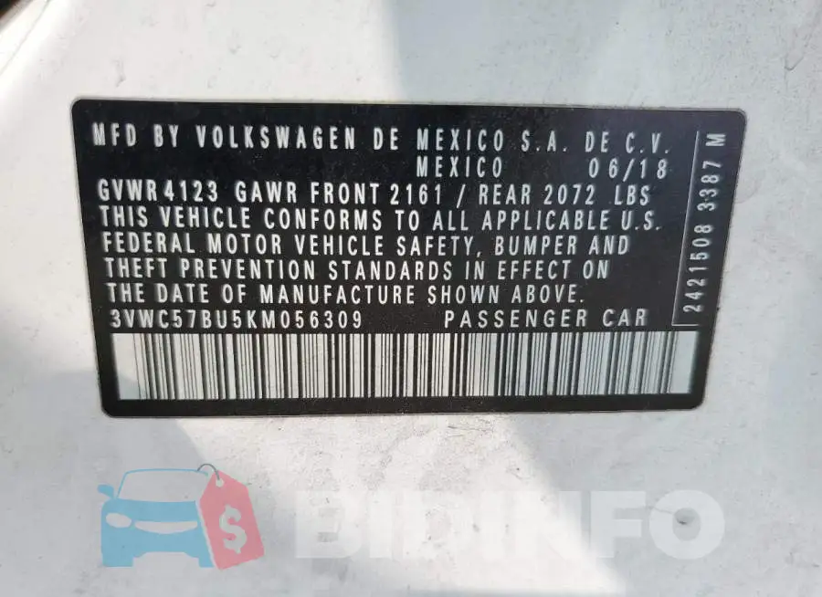 3VWC57BU5KM056309 Photo# 12