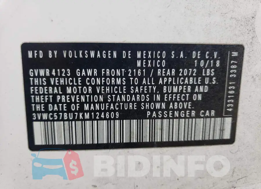 3VWC57BU7KM124609 Photo# 12