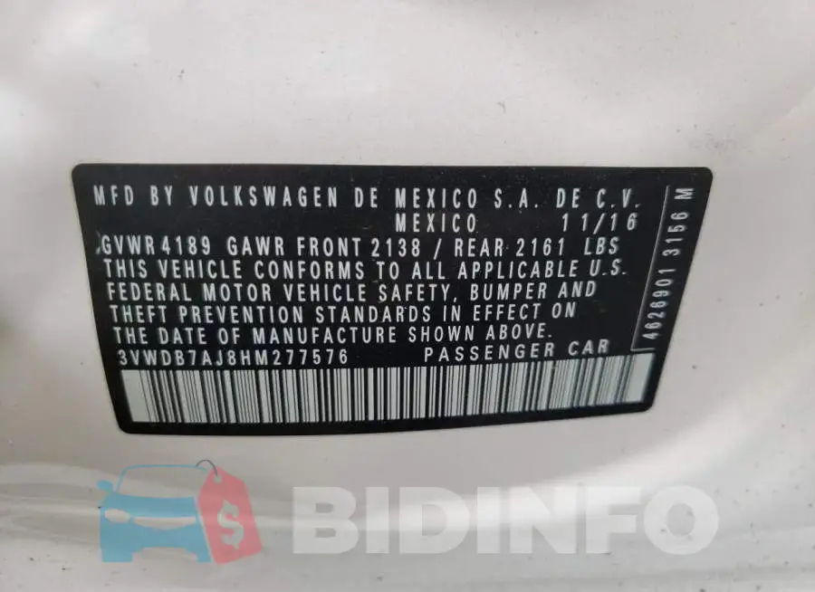 3VWDB7AJ8HM277576 Photo# 12