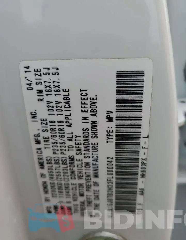 5J8TB3H33FL000042 Photo# 13