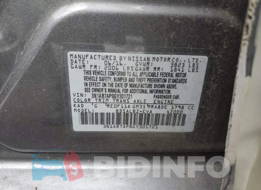3N1AB7AP8GY301721 Photo# 12