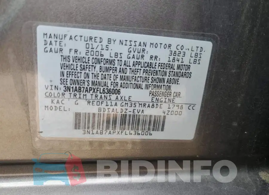 3N1AB7APXFL636006 Photo# 13