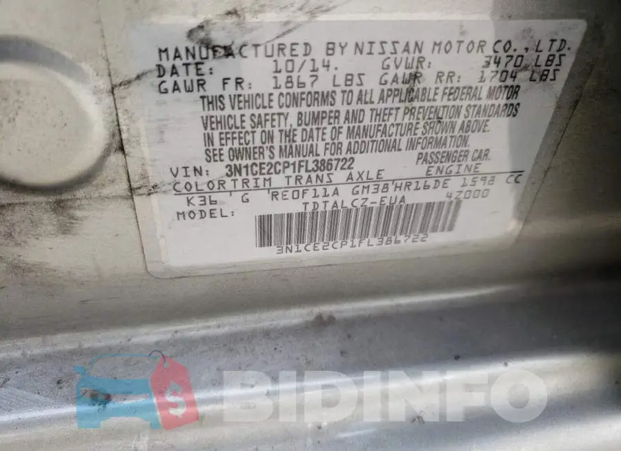 3N1CE2CP1FL386722 Photo# 13