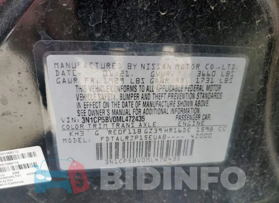 3N1CP5BV0ML472435 Photo# 13