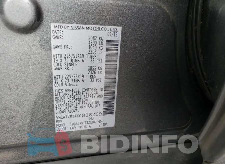 5N1AT2MT4KC818209 Photo# 12