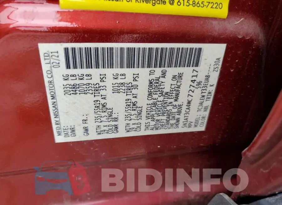 5N1AT3CA4MC727417 Photo# 14