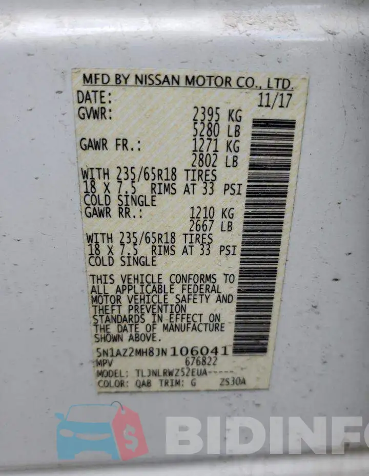 5N1AZ2MH8JN106041 Photo# 13