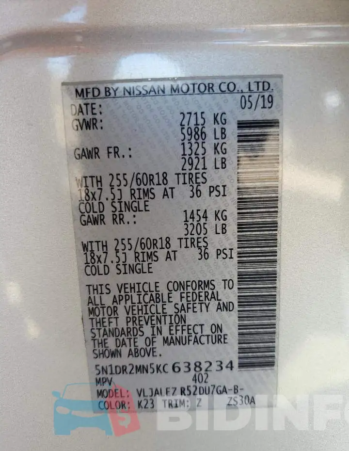 5N1DR2MN5KC638234 Photo# 12