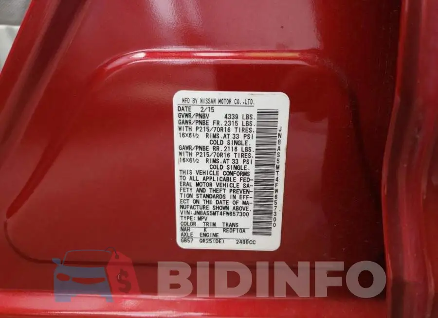 JN8AS5MT4FW657300 Photo# 14